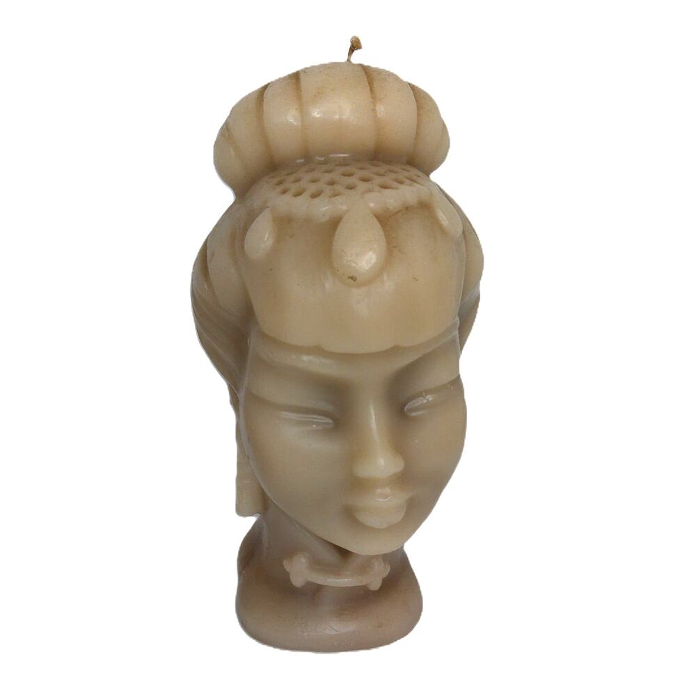 Vintage Guanyin Goddess of Mercy Wax Bust Candle Asian Figural Statue Head